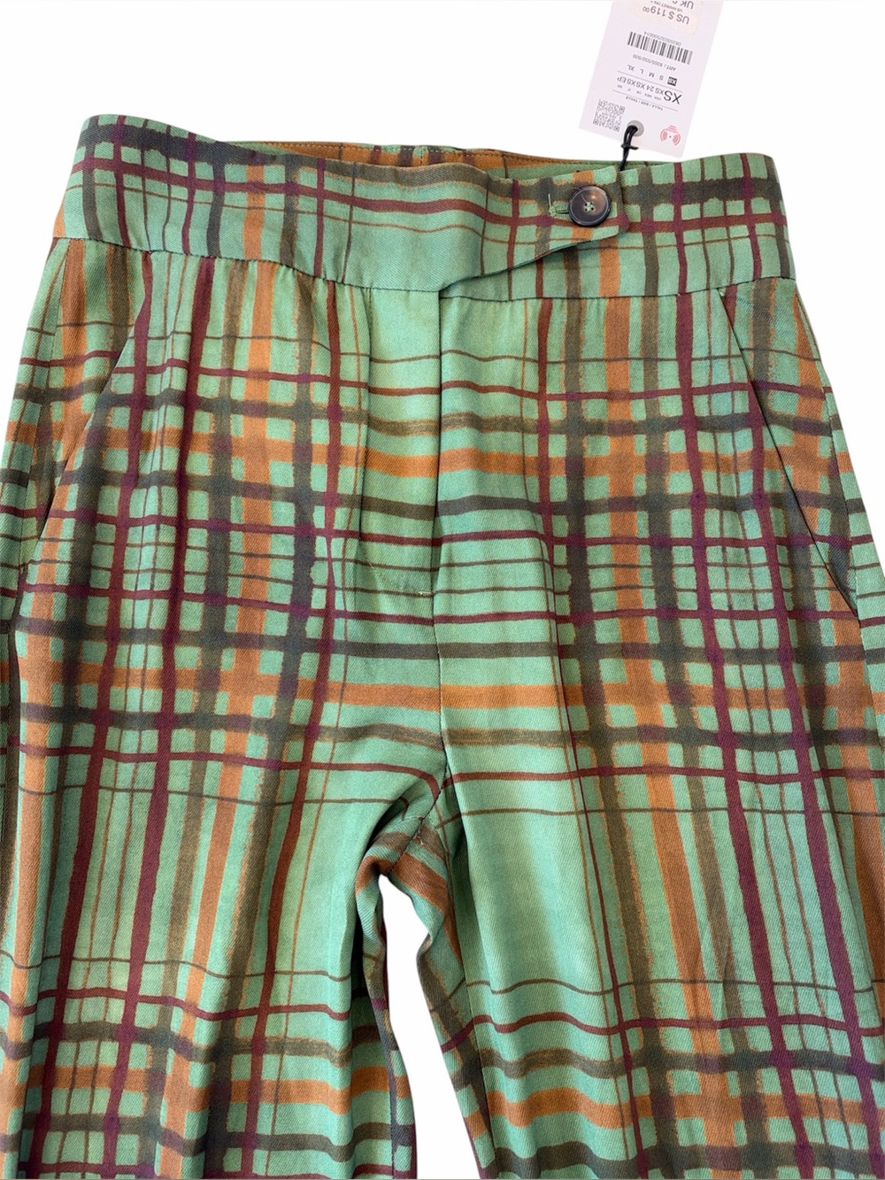 ZARA ZW COLLECTION PLAID CHECK TROUSERS IN GREEN - Picture 6 of 11